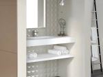 Plan vasque Design, fabrication sur mesure, Largeur 60 à 200 cm x Profondeur 40 à 60 cm, résine minérale ACRYSTONE® SOLID-SURFACE Finition lisse blanc mate, Livraison Offerte et Rapide.